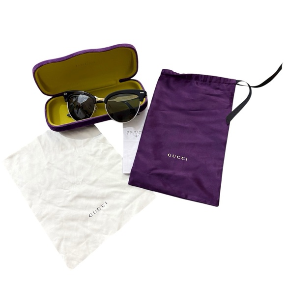 Gucci Semi-Rimless Cat Eye Sunglasses - Picture 1 of 13